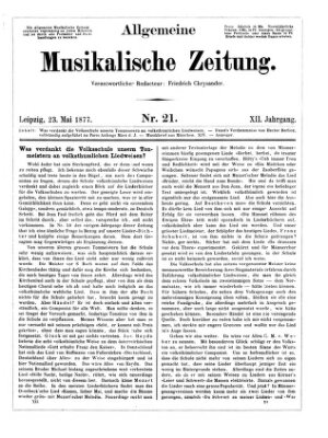 Allgemeine musikalische Zeitung Mittwoch 23. Mai 1877