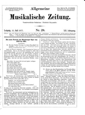 Allgemeine musikalische Zeitung Mittwoch 11. Juli 1877