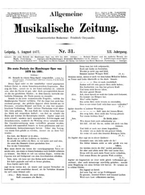 Allgemeine musikalische Zeitung Mittwoch 1. August 1877