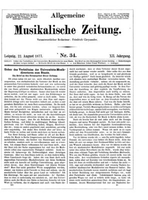 Allgemeine musikalische Zeitung Mittwoch 22. August 1877