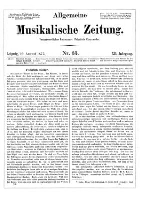 Allgemeine musikalische Zeitung Mittwoch 29. August 1877