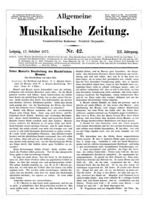 Allgemeine musikalische Zeitung Mittwoch 17. Oktober 1877