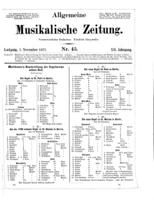 Allgemeine musikalische Zeitung Mittwoch 7. November 1877