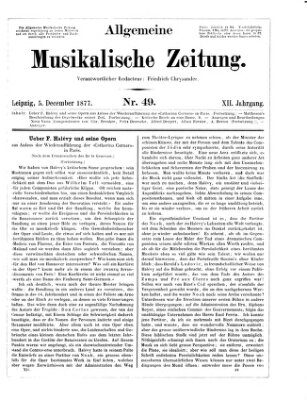 Allgemeine musikalische Zeitung Mittwoch 5. Dezember 1877