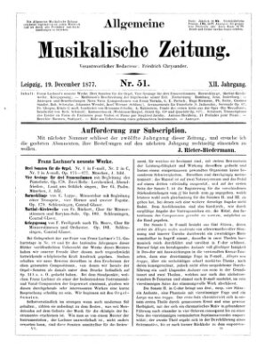 Allgemeine musikalische Zeitung Mittwoch 19. Dezember 1877