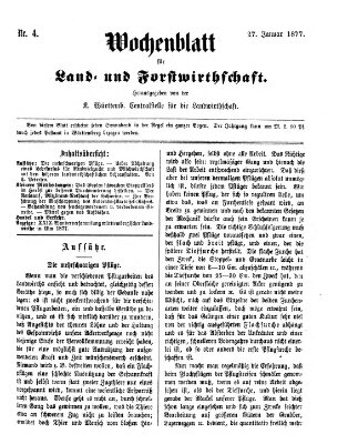 Wochenblatt für Land- und Forstwirthschaft Samstag 27. Januar 1877