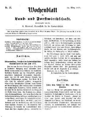 Wochenblatt für Land- und Forstwirthschaft Samstag 24. März 1877