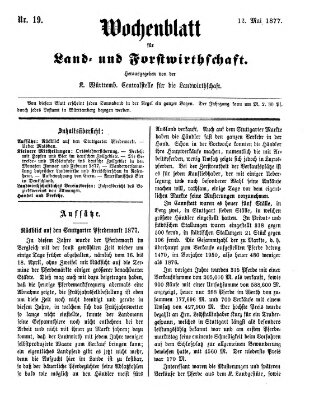 Wochenblatt für Land- und Forstwirthschaft Samstag 12. Mai 1877