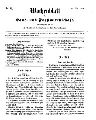 Wochenblatt für Land- und Forstwirthschaft Samstag 19. Mai 1877