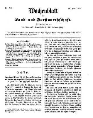 Wochenblatt für Land- und Forstwirthschaft Samstag 16. Juni 1877