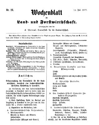 Wochenblatt für Land- und Forstwirthschaft Samstag 14. Juli 1877