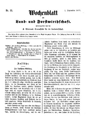 Wochenblatt für Land- und Forstwirthschaft Samstag 1. September 1877