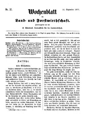 Wochenblatt für Land- und Forstwirthschaft Samstag 15. September 1877