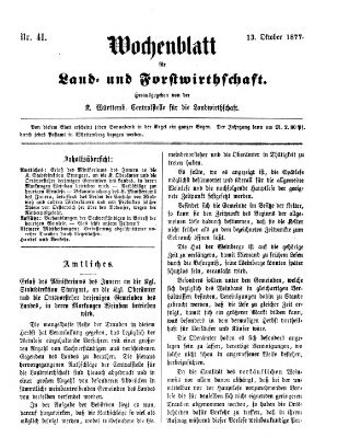 Wochenblatt für Land- und Forstwirthschaft Samstag 13. Oktober 1877