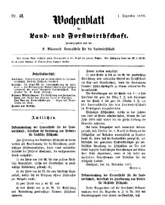 Wochenblatt für Land- und Forstwirthschaft Samstag 1. Dezember 1877