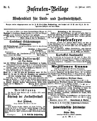 Wochenblatt für Land- und Forstwirthschaft Samstag 10. Februar 1877