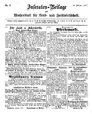 Wochenblatt für Land- und Forstwirthschaft Samstag 24. Februar 1877