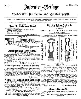 Wochenblatt für Land- und Forstwirthschaft Samstag 24. März 1877