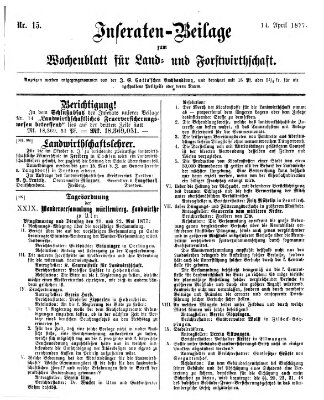 Wochenblatt für Land- und Forstwirthschaft Samstag 14. April 1877