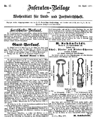 Wochenblatt für Land- und Forstwirthschaft Samstag 28. April 1877