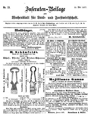 Wochenblatt für Land- und Forstwirthschaft Samstag 12. Mai 1877