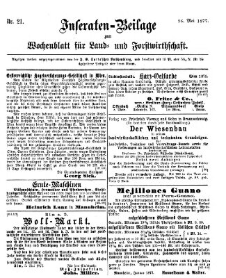 Wochenblatt für Land- und Forstwirthschaft Samstag 26. Mai 1877