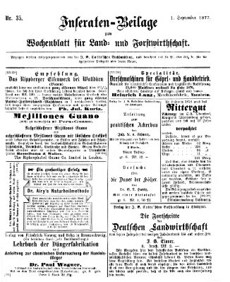 Wochenblatt für Land- und Forstwirthschaft Samstag 1. September 1877