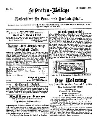 Wochenblatt für Land- und Forstwirthschaft Samstag 13. Oktober 1877