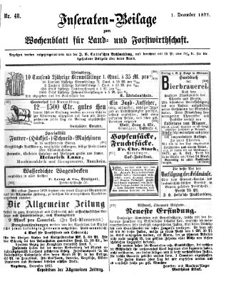 Wochenblatt für Land- und Forstwirthschaft Samstag 1. Dezember 1877