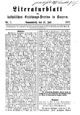 Katholische Schulzeitung (Bayerische Schulzeitung) Dienstag 31. Juli 1877