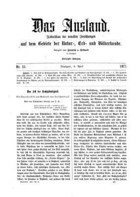 Das Ausland Montag 9. April 1877