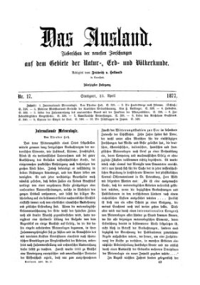 Das Ausland Montag 23. April 1877