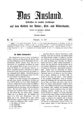 Das Ausland Montag 30. Juli 1877