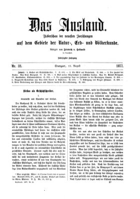 Das Ausland Montag 13. August 1877