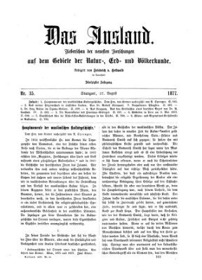 Das Ausland Montag 27. August 1877