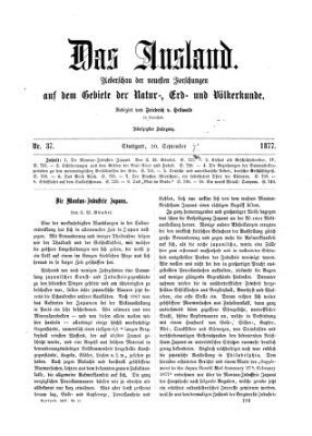 Das Ausland Montag 10. September 1877