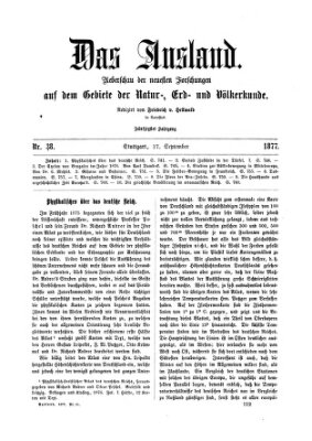 Das Ausland Montag 17. September 1877