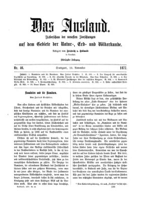 Das Ausland Montag 12. November 1877