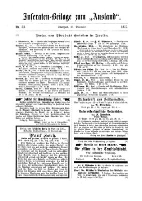 Das Ausland Montag 31. Dezember 1877