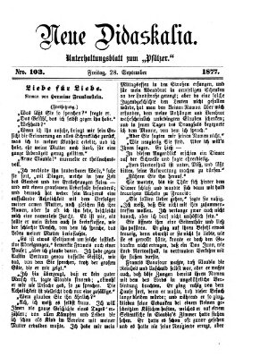 Neue Didaskalia (Pfälzer) Freitag 28. September 1877