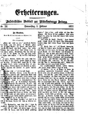 Erheiterungen (Aschaffenburger Zeitung) Donnerstag 1. Februar 1877