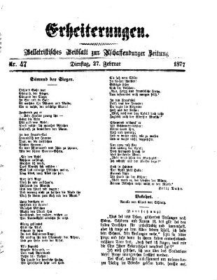 Erheiterungen (Aschaffenburger Zeitung) Dienstag 27. Februar 1877