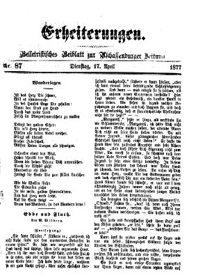 Erheiterungen (Aschaffenburger Zeitung) Dienstag 17. April 1877