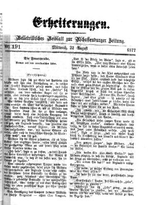 Erheiterungen (Aschaffenburger Zeitung) Mittwoch 22. August 1877