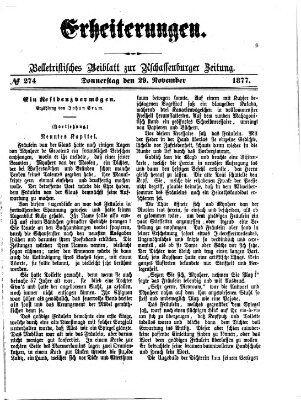 Erheiterungen (Aschaffenburger Zeitung) Donnerstag 29. November 1877