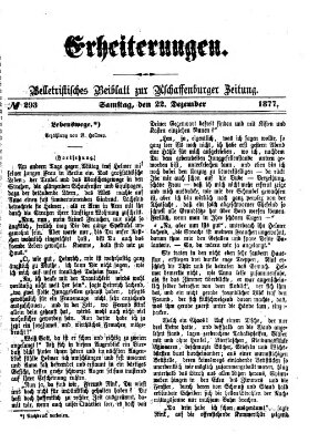 Erheiterungen (Aschaffenburger Zeitung) Samstag 22. Dezember 1877