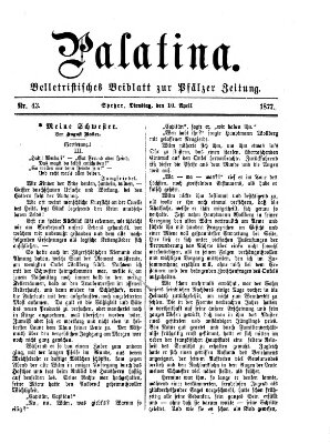 Palatina (Pfälzer Zeitung) Dienstag 10. April 1877