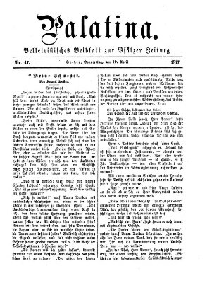 Palatina (Pfälzer Zeitung) Donnerstag 19. April 1877