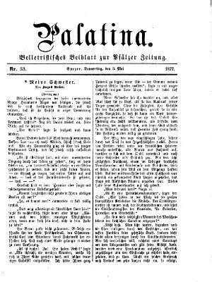 Palatina (Pfälzer Zeitung) Donnerstag 3. Mai 1877