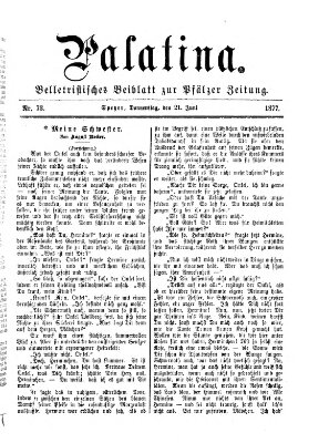 Palatina (Pfälzer Zeitung) Donnerstag 21. Juni 1877